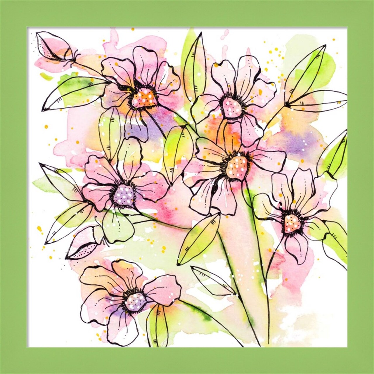 A Splash of Beauty Florals by Krinlox 14" x 14" Framed Wall Art